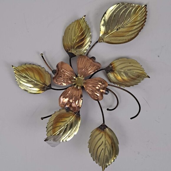 Copper & Brass Dogwood Flowers Wall Hangings Vintage Mid-Century Modern 4 Pieces - Picture 3 of 10